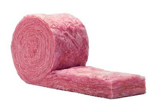 A roll of pink fiberglass insulation material, partially unraveled, sits against a white background—perfect for any project managed by an experienced insulation contractor.